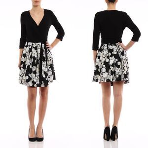 Diane Von Furstenberg Mini Dress Black Embroidered Floral Jewel Size 4